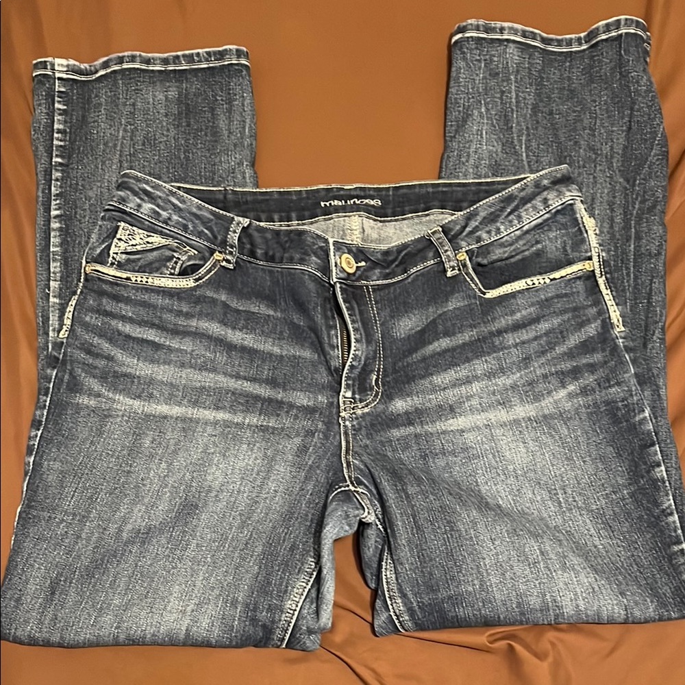 Maurices Blue Straight Leg Jeans Vintage Distressed